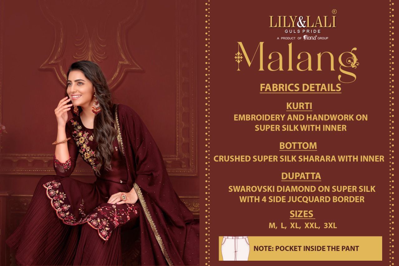 lily and lali malang silk regal look top bottom with dupatta catalog