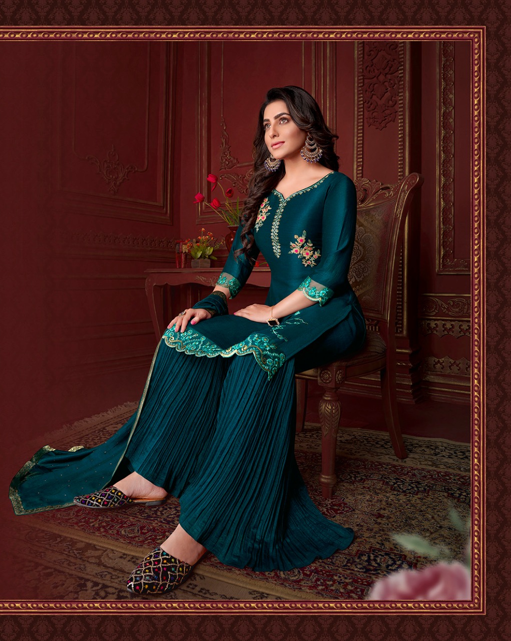 lily and lali malang silk regal look top bottom with dupatta catalog