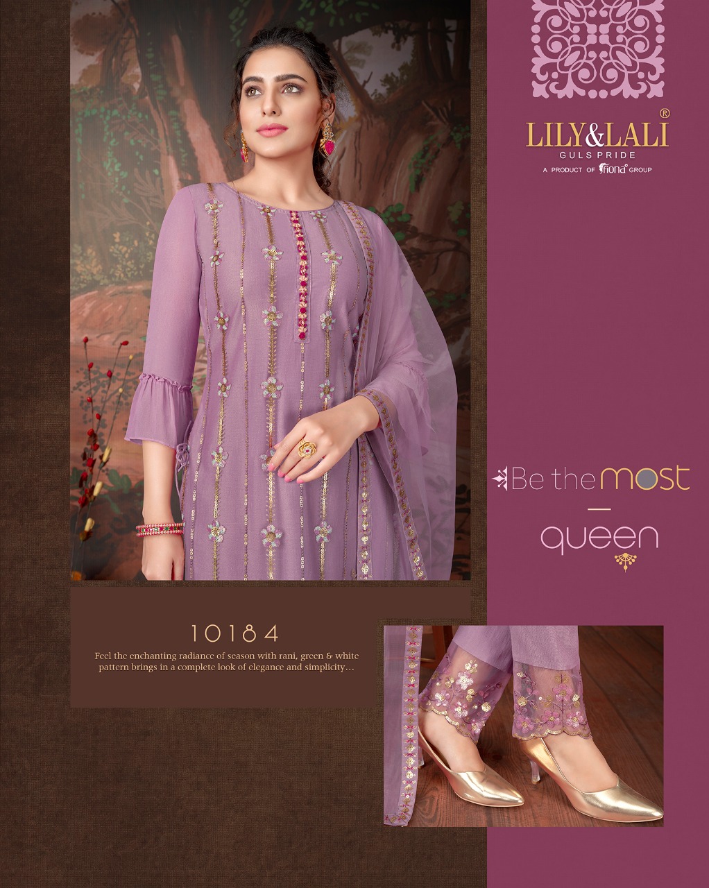 lily and lali merina net gorgeous look top bottom with dupatta catalog