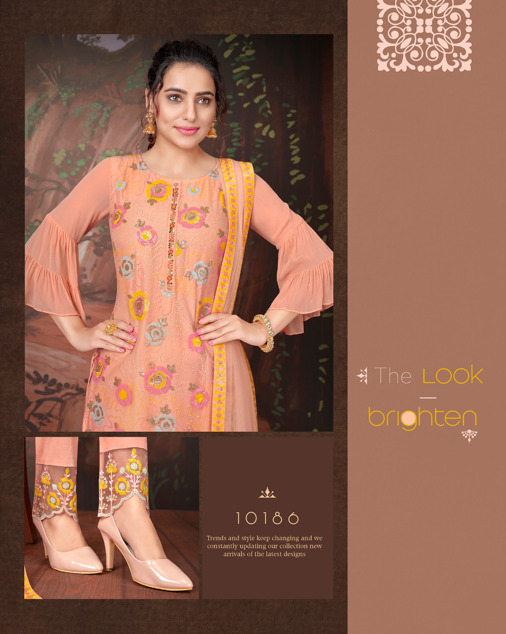 lily and lali merina net gorgeous look top bottom with dupatta catalog