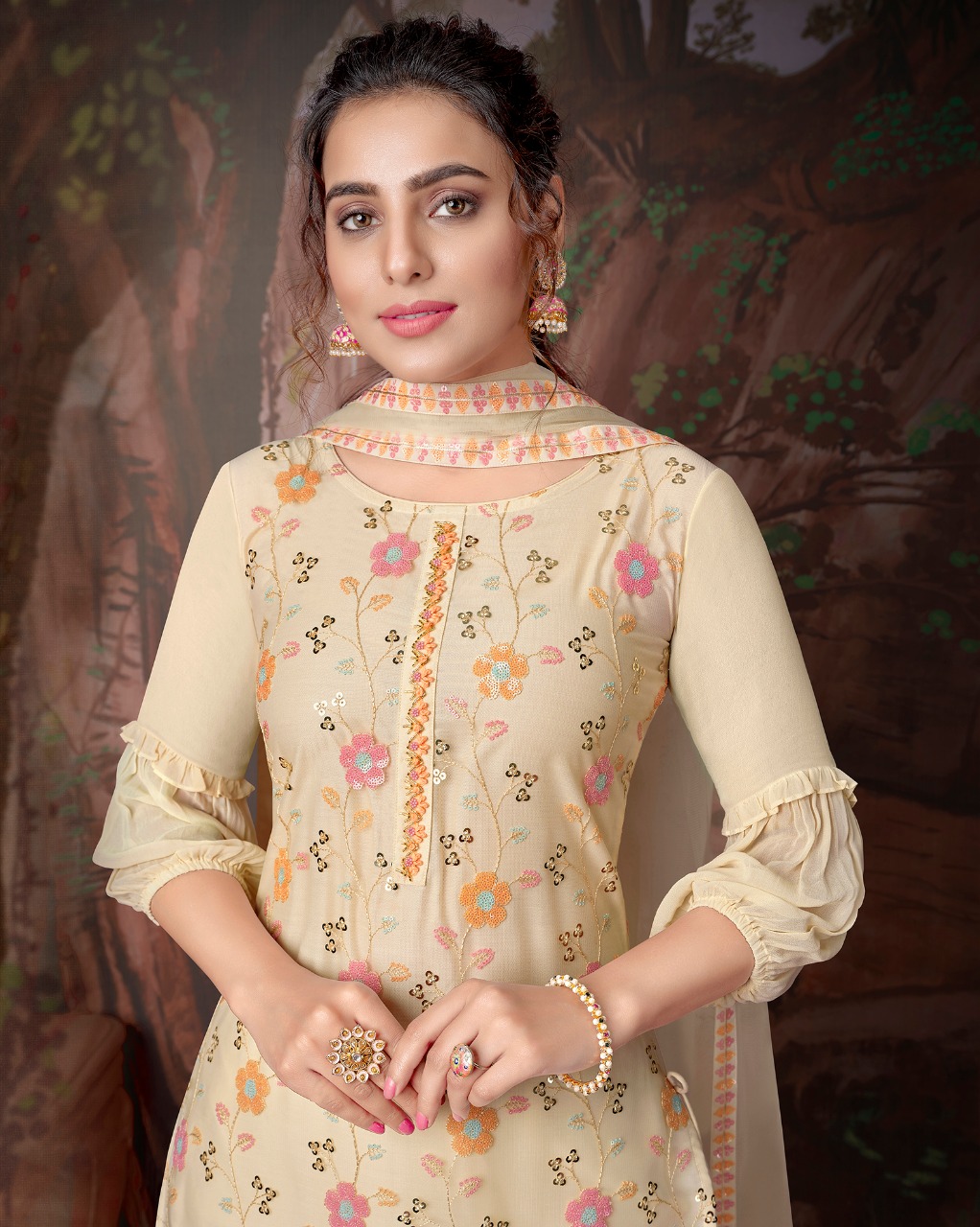 lily and lali merina net gorgeous look top bottom with dupatta catalog