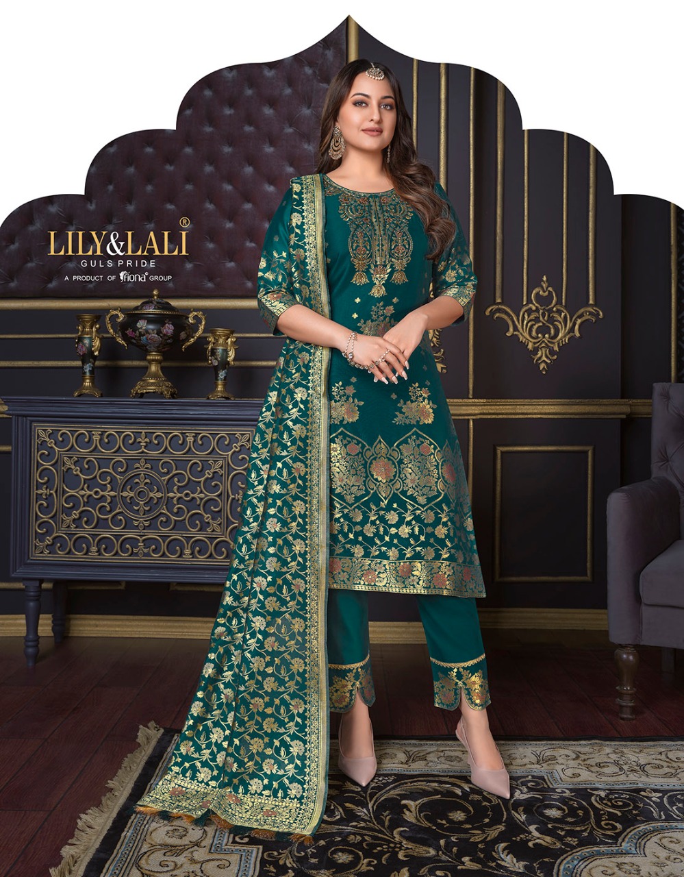 lily and lali silk kari 2 Banarasi Jacquard Spun Silk regal look top bottom with dupatta catalog