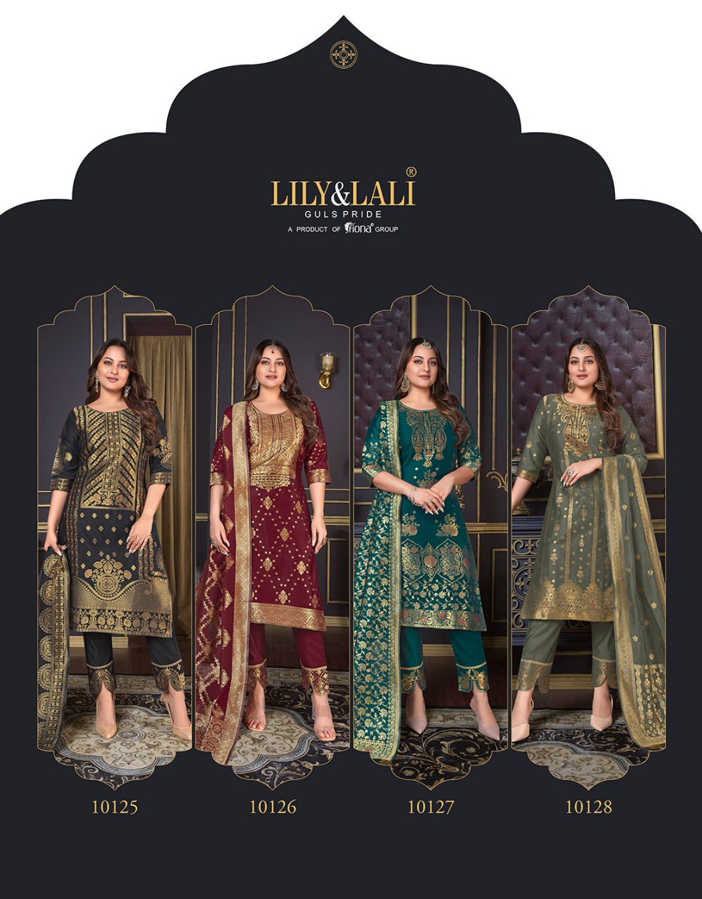 lily and lali silk kari 2 Banarasi Jacquard Spun Silk regal look top bottom with dupatta catalog