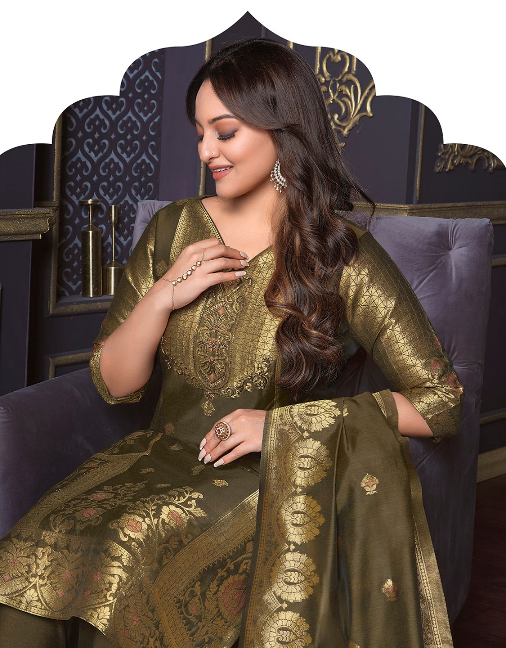 lily and lali silk kari 2 Banarasi Jacquard Spun Silk regal look top bottom with dupatta catalog