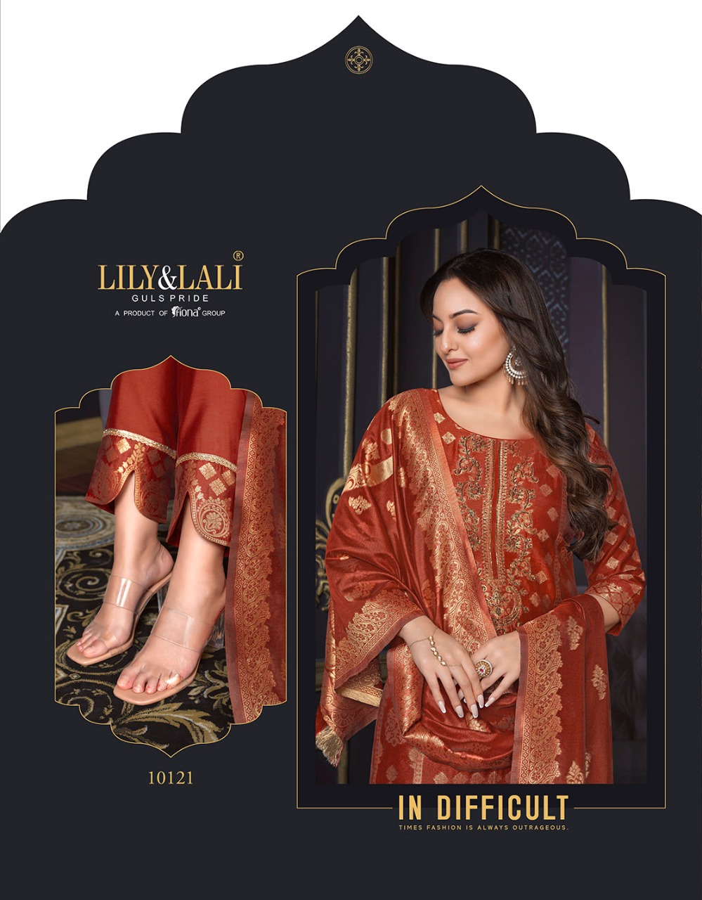 lily and lali silk kari 2 Banarasi Jacquard Spun Silk regal look top bottom with dupatta catalog