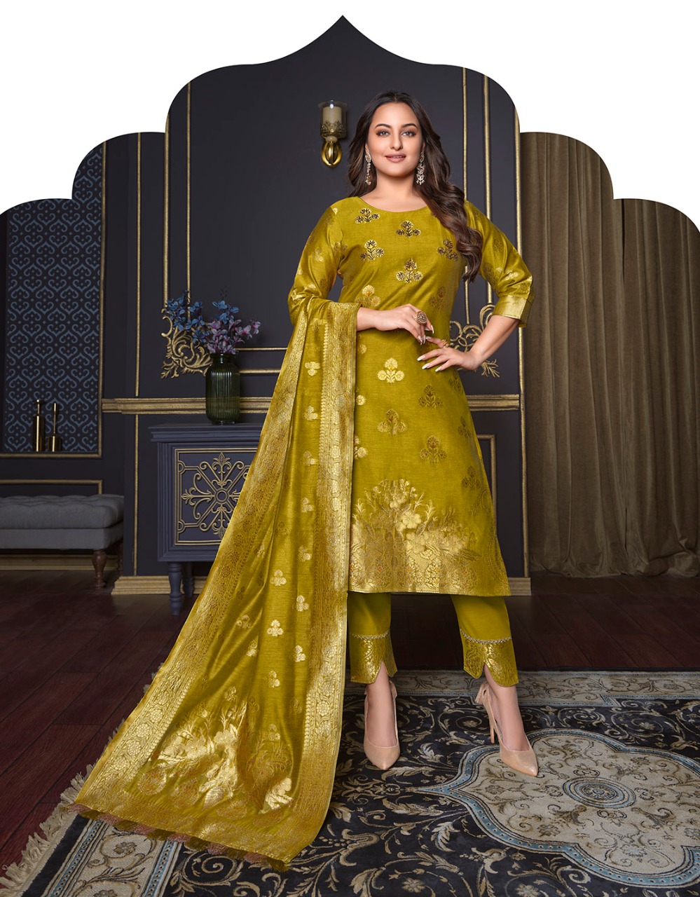 lily and lali silk kari 2 Banarasi Jacquard Spun Silk regal look top bottom with dupatta catalog