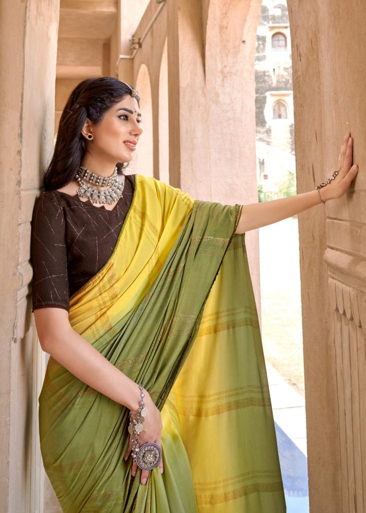 lt kashvi creation libas dull moss chiffon elegant look saree catalog