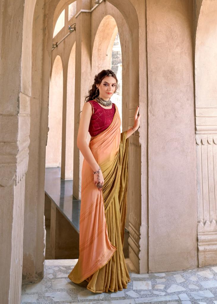 lt kashvi creation libas dull moss chiffon elegant look saree catalog