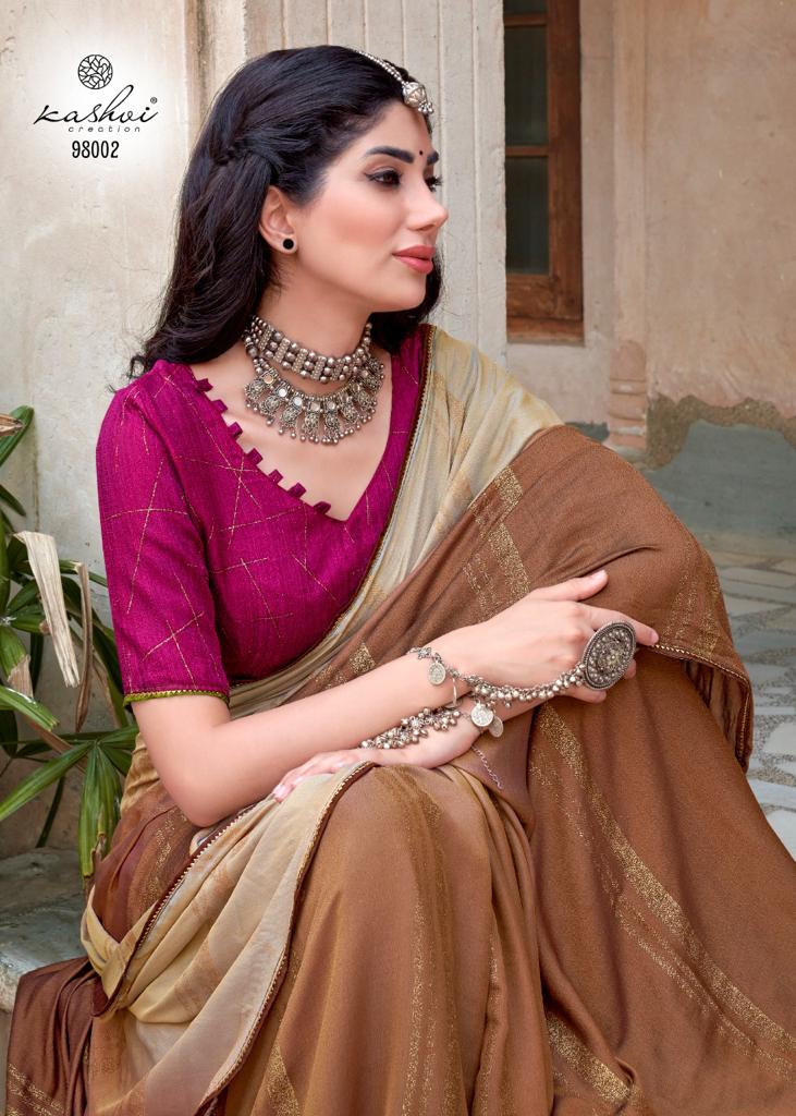 lt kashvi creation libas dull moss chiffon elegant look saree catalog