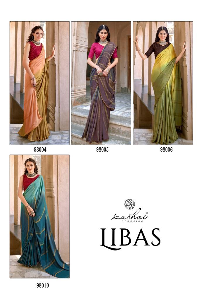 lt kashvi creation libas dull moss chiffon elegant look saree catalog