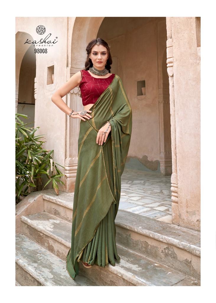 lt kashvi creation libas dull moss chiffon elegant look saree catalog