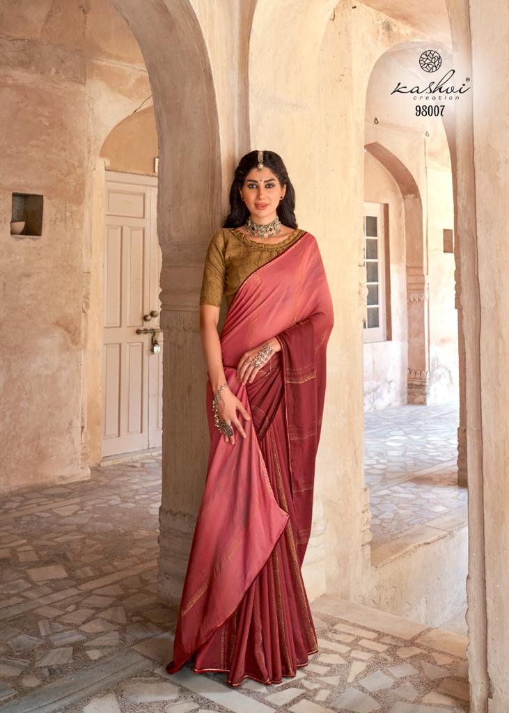 lt kashvi creation libas dull moss chiffon elegant look saree catalog