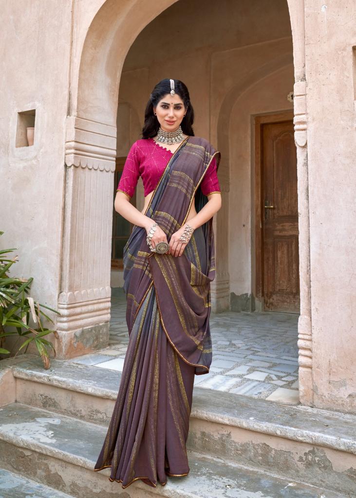 lt kashvi creation libas dull moss chiffon elegant look saree catalog