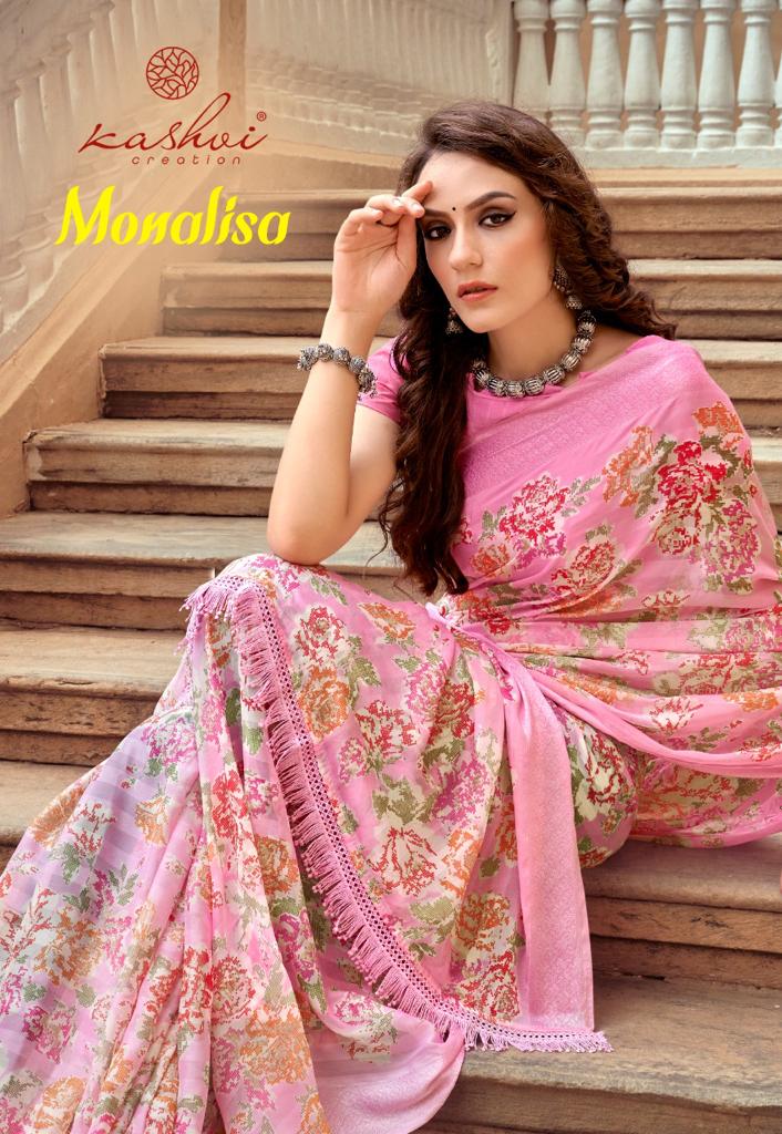 lt kashvi creation monalisa georgette exclusive print saree catalog