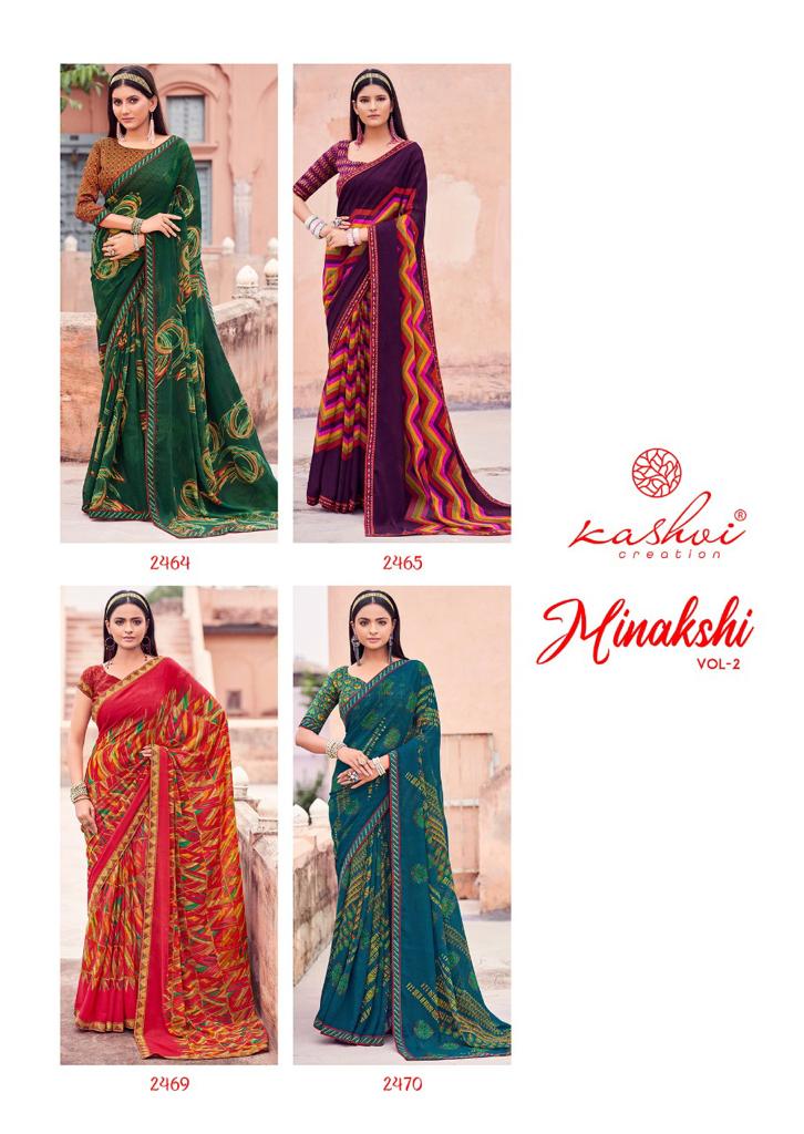 lt saree kashvi creation minakshi vol 2 georgette attractive print saree catalog