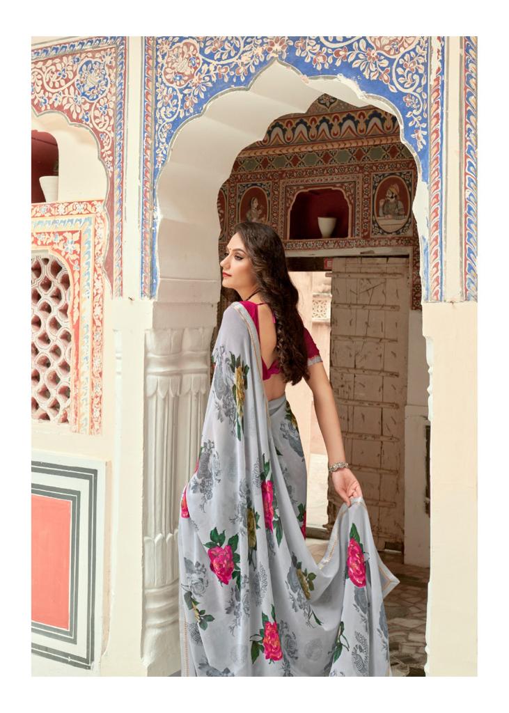 lt saree kashvi creation swastik georgette attractive print saree catalog