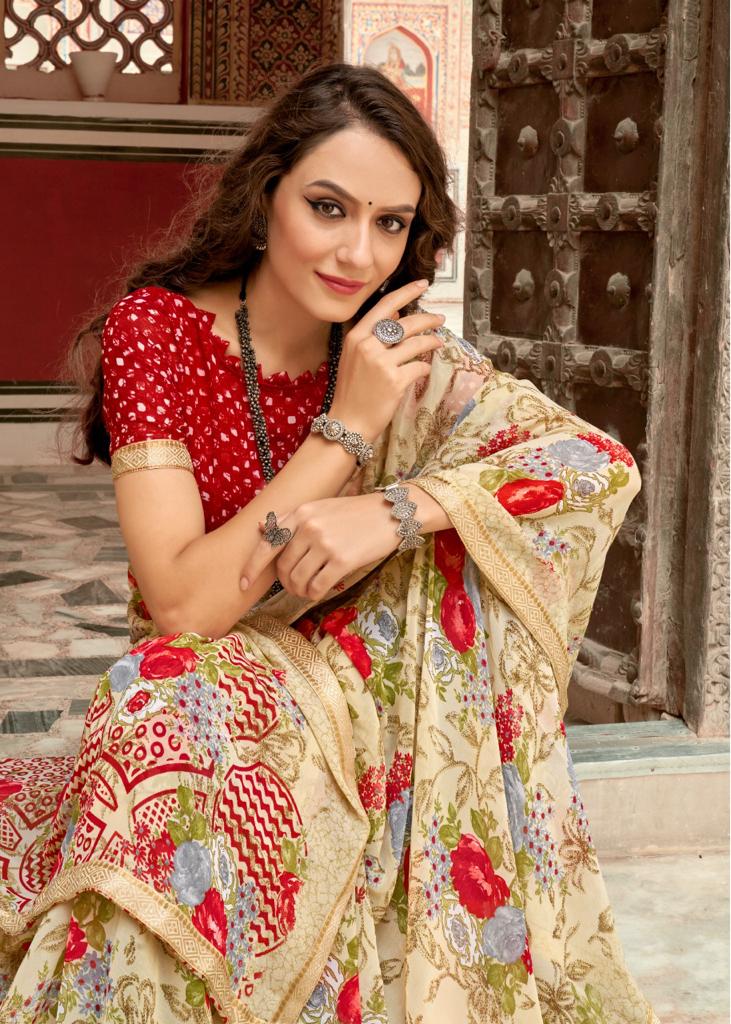 lt saree kashvi creation swastik georgette attractive print saree catalog