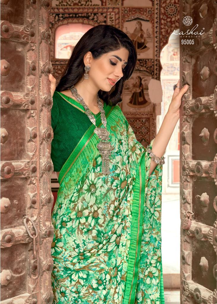 lt saree kashvi creation swastik georgette attractive print saree catalog