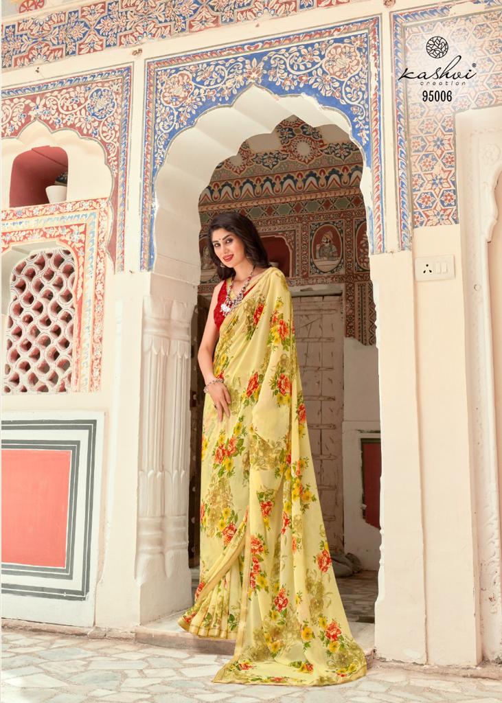 lt saree kashvi creation swastik georgette attractive print saree catalog