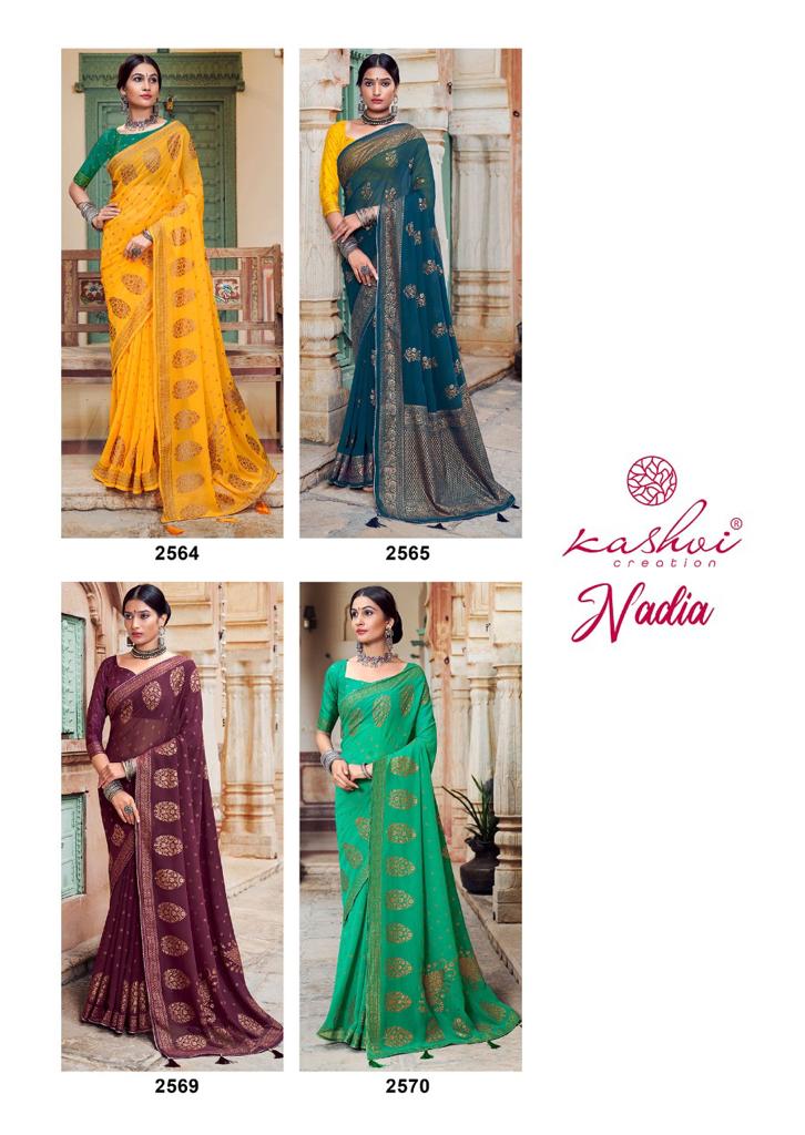 lt sarees kashvi creation nadia georgette exclusive print saree catalog