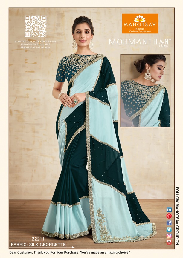 mahotsav mohmanthan 22200 series alyona fancy festive look saree catalog