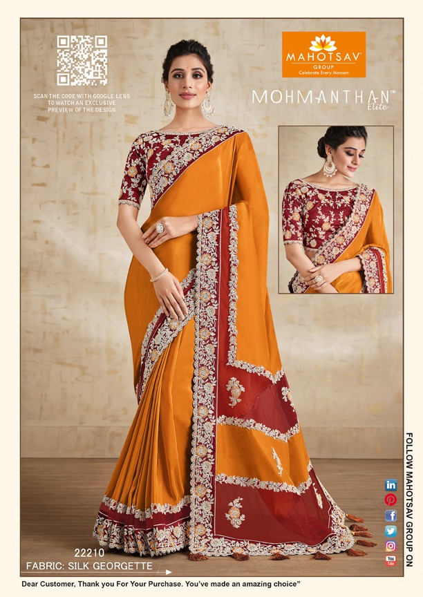 mahotsav mohmanthan 22200 series alyona fancy festive look saree catalog