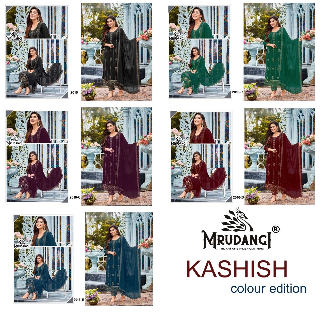 mrudangi kashish 2016 colour edition series georgette innovative look top bottom with dupatta catalog