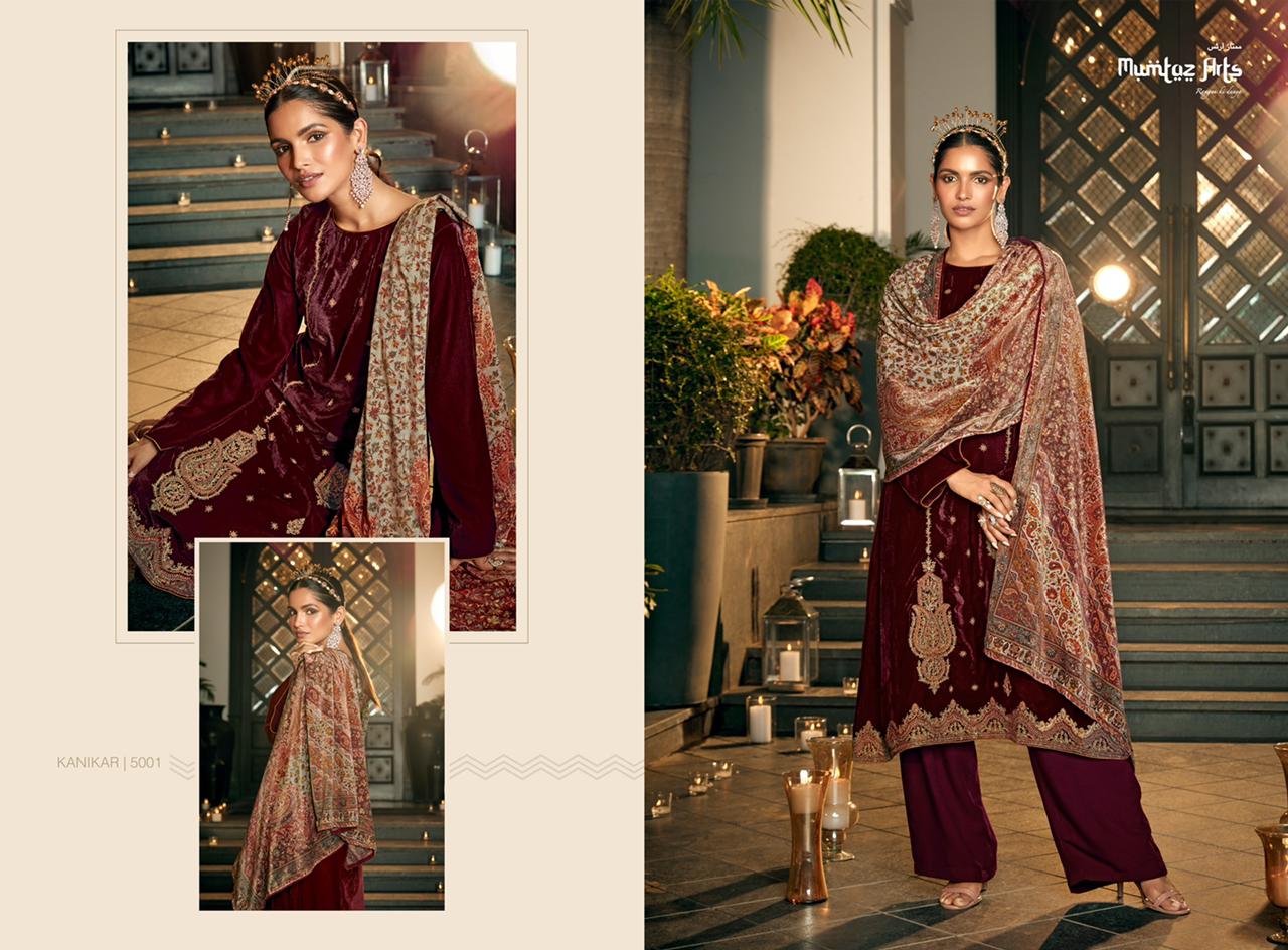 mumtaz art kanikar velvet collection velvet fetive look salwar suit catalog