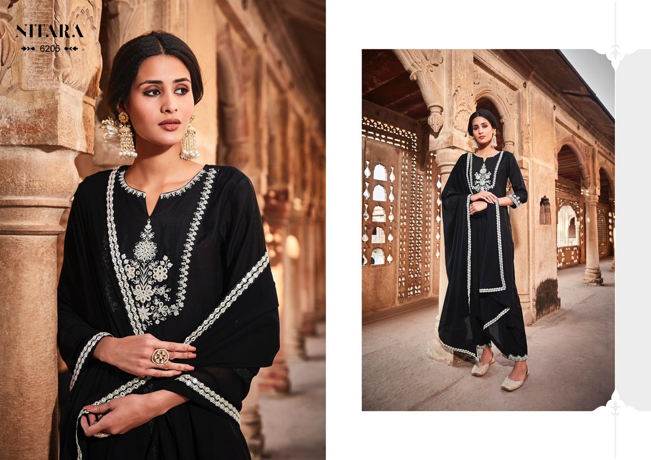 nitara prisha viscose silk claasic trendy look top bottom dupatta catalog