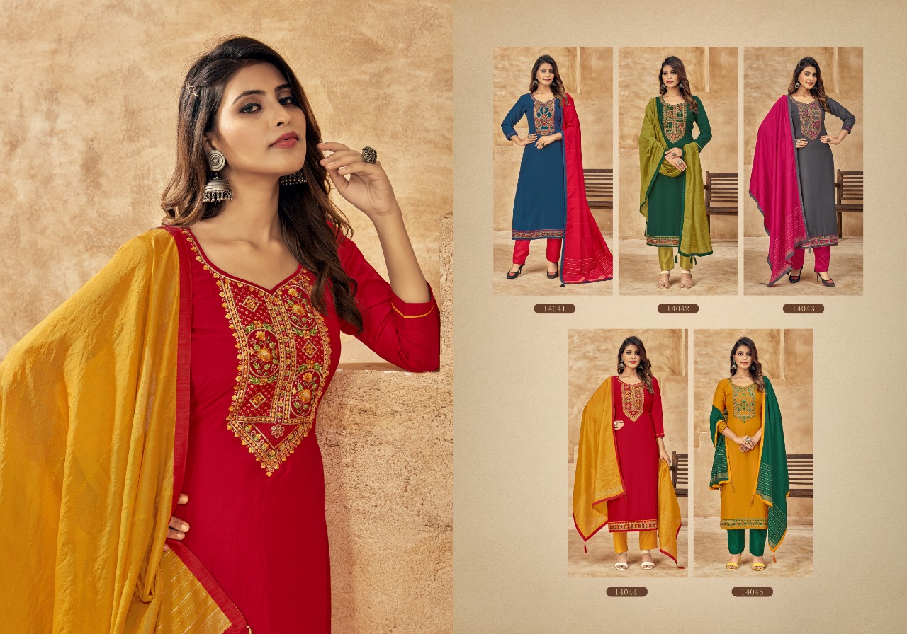 panch ratna one plus silk attrctive look salwar suit catalog