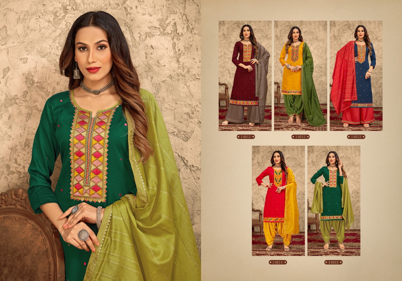 panch ratna rangriti patiyala jam silk asstonishing salwar suit catalog