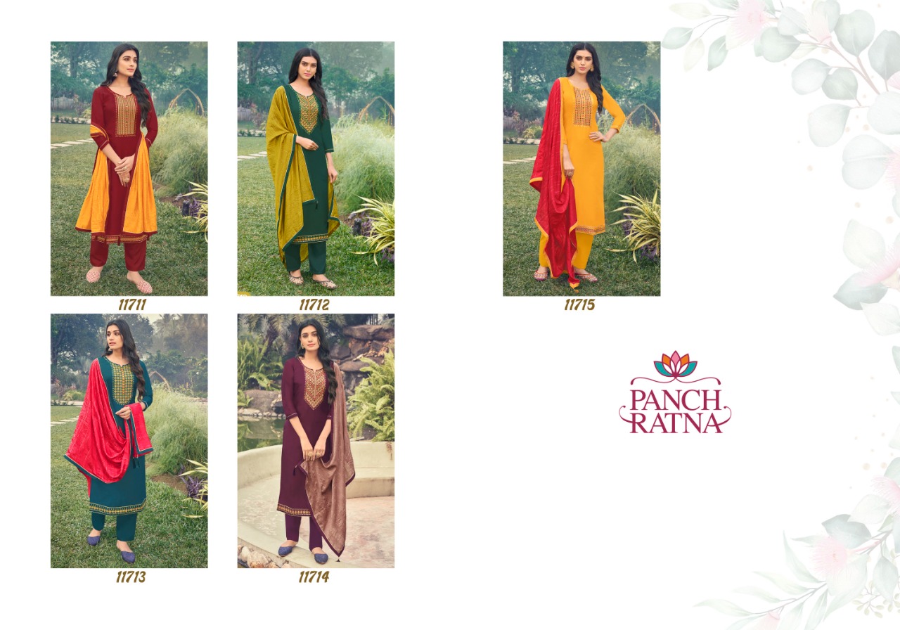 panch ratna saanvi silk new and modern style salwar suit catalog