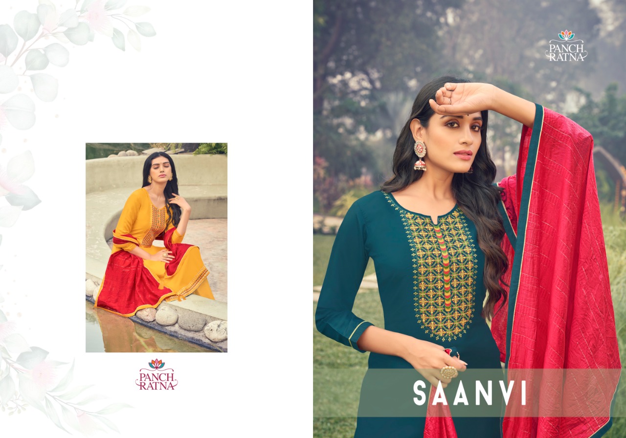 panch ratna saanvi silk new and modern style salwar suit catalog