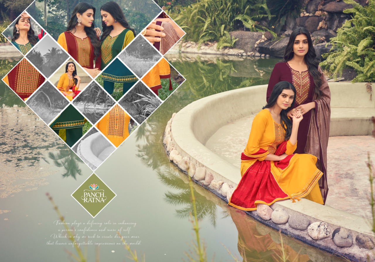 panch ratna saanvi silk new and modern style salwar suit catalog