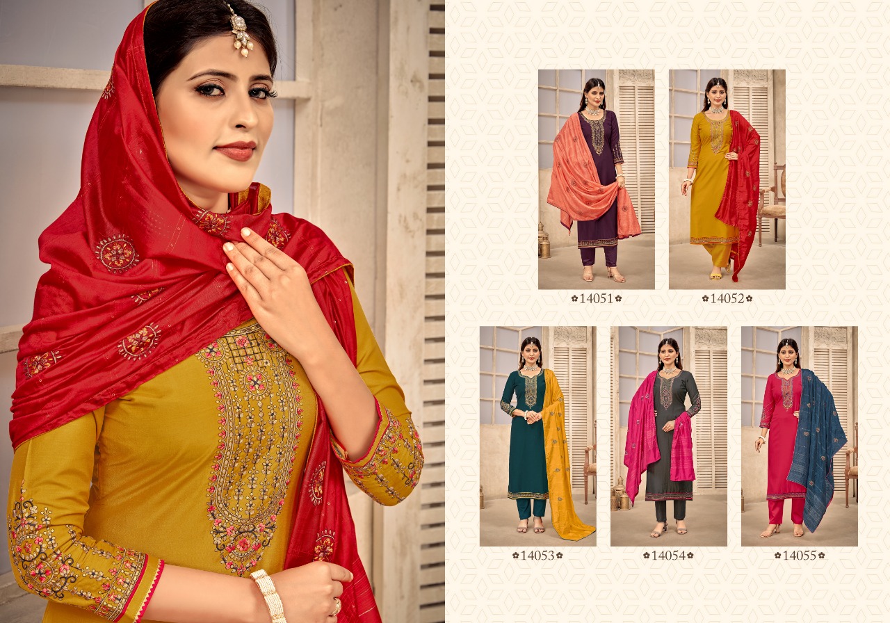 panch ratna vartika parampara silk gorgeous look salwar suit catalog