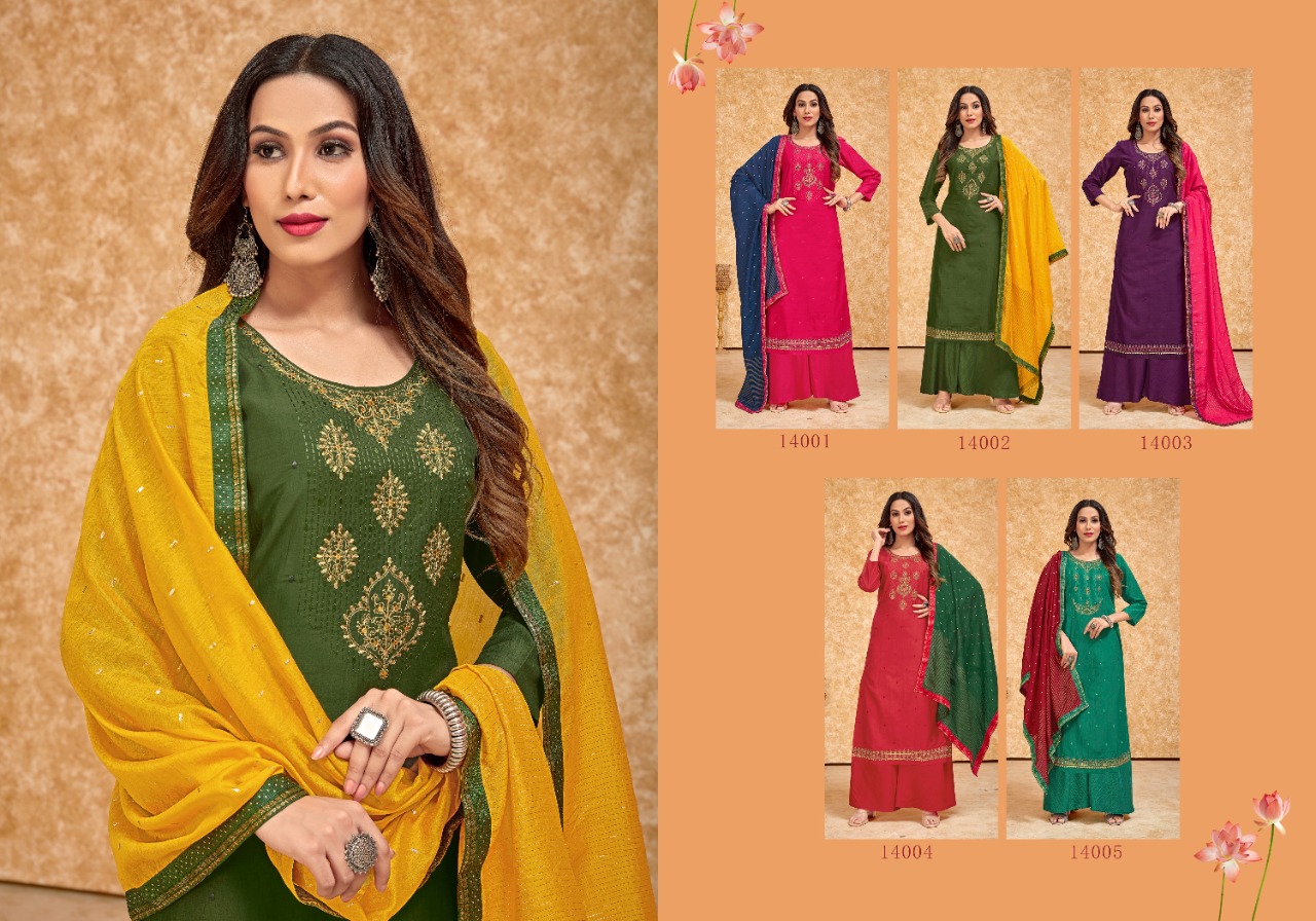 panch ratna zarna silk asstonising salwar suit catalog