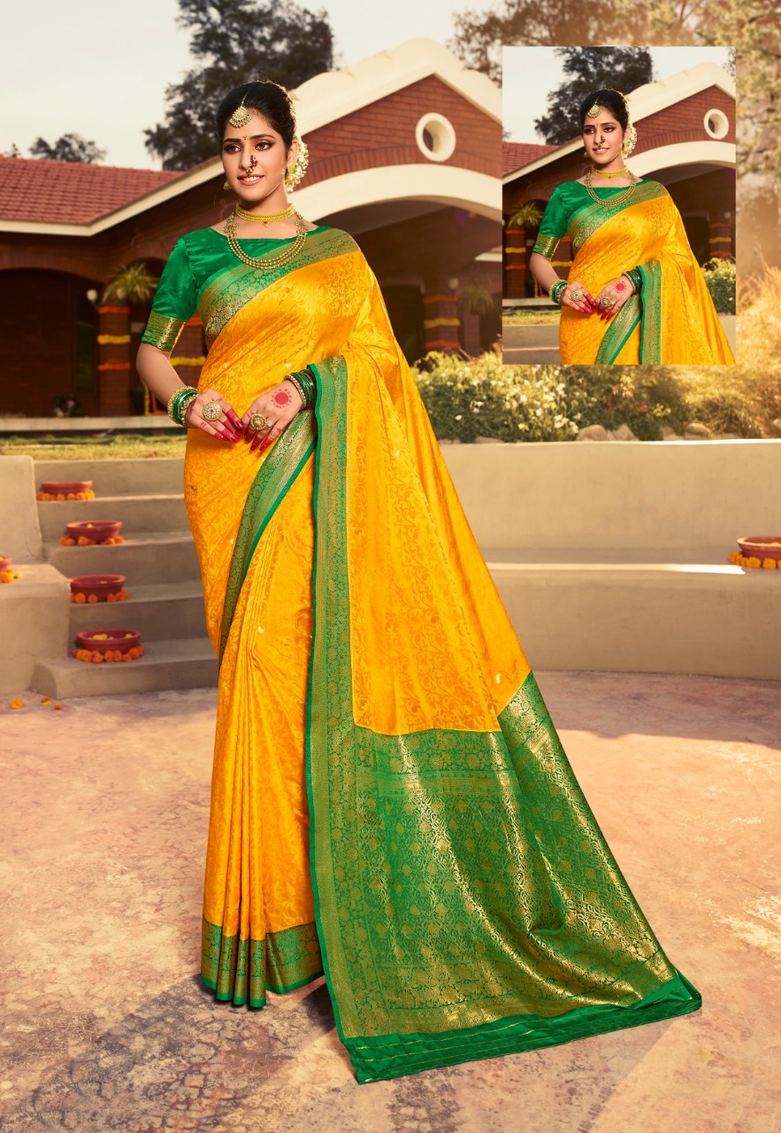 pink lotus pankh Ardhangini Vol 1 satin silk Kanjiveram innovative look saree catalog