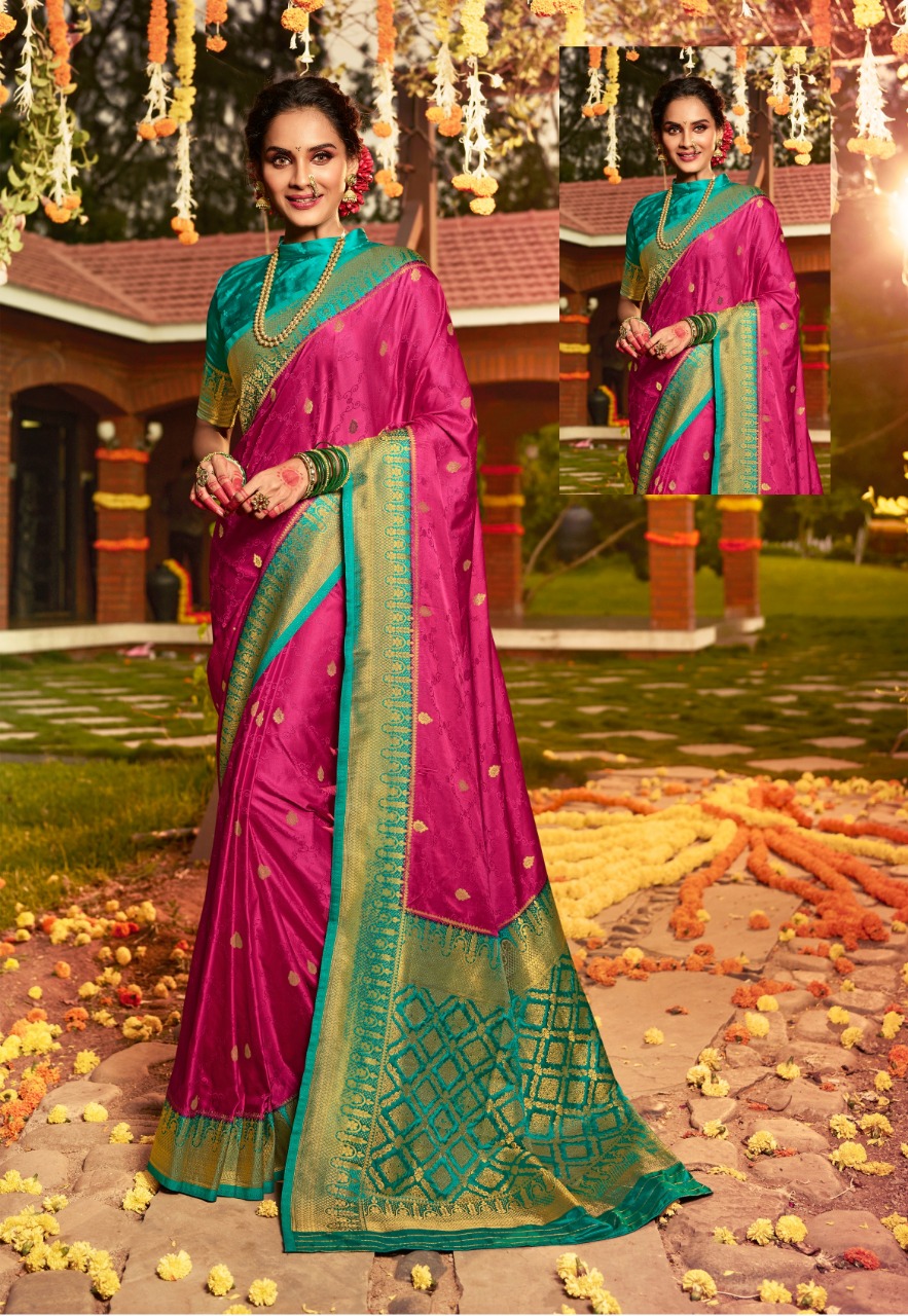 pink lotus pankh Ardhangini Vol 1 satin silk Kanjiveram innovative look saree catalog