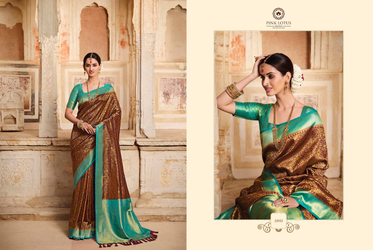 pink lotus pankh Parampara Vol 2 Parampara silk elegant saree catalog