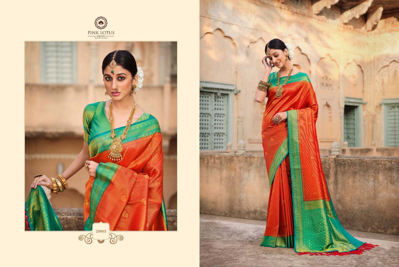 pink lotus pankh Parampara Vol 2 Parampara silk elegant saree catalog