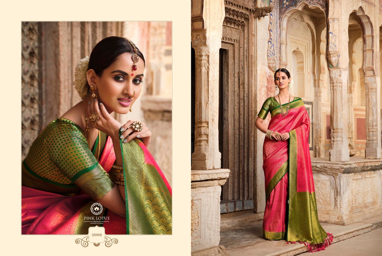 pink lotus pankh Parampara Vol 2 Parampara silk elegant saree catalog