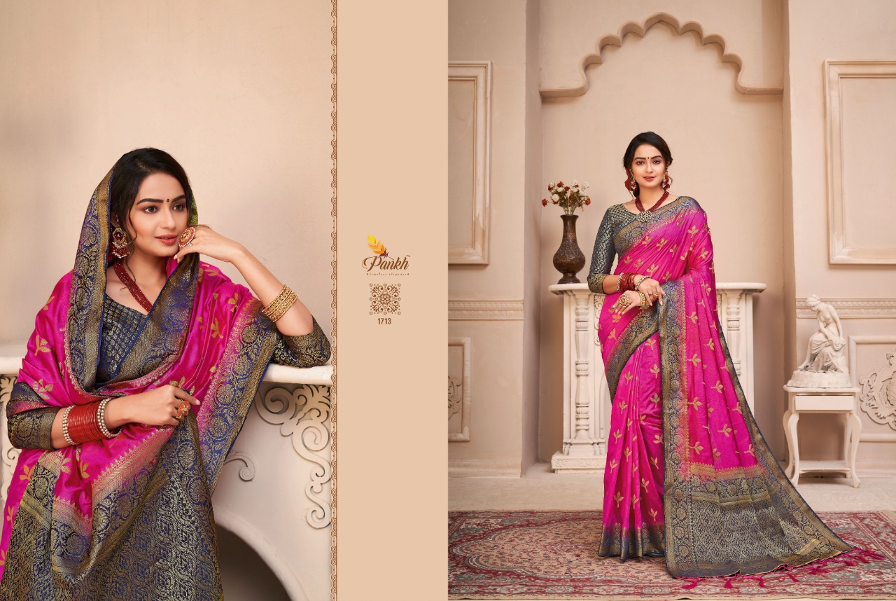 pink lotus pankh prisha silk raw silk elegant saree catalog