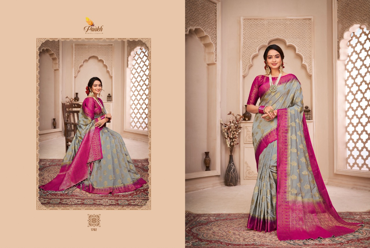 pink lotus pankh prisha silk raw silk elegant saree catalog