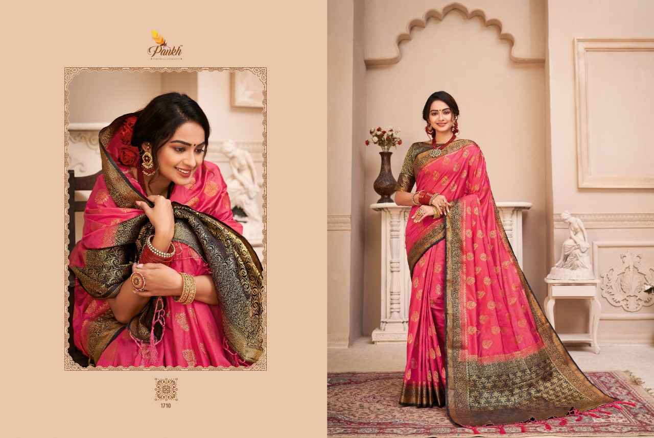 pink lotus pankh prisha silk raw silk elegant saree catalog