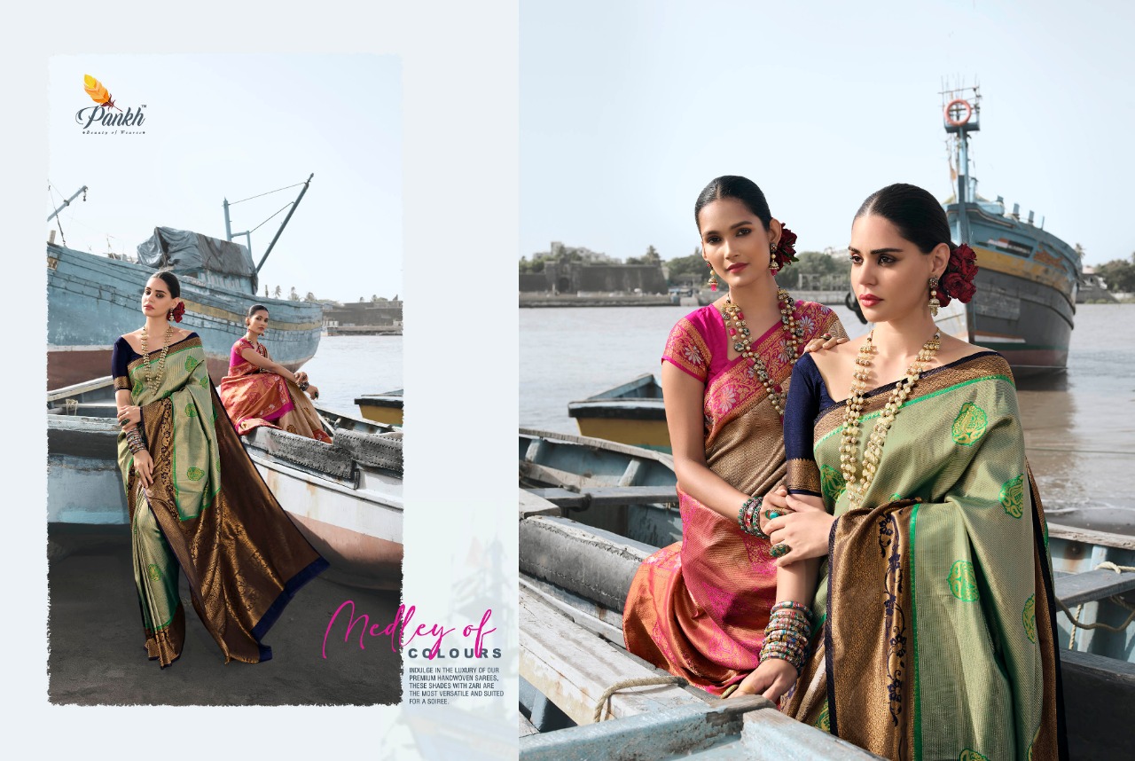 pink lotus pankh stuti silk decent look saree catalog