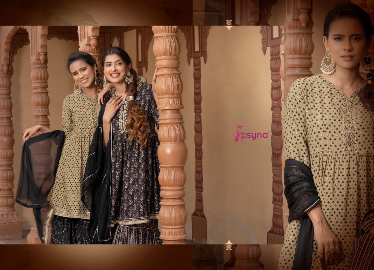 psyna gulzar viscose chanderi new and modern style top bottom with dupatta catalog