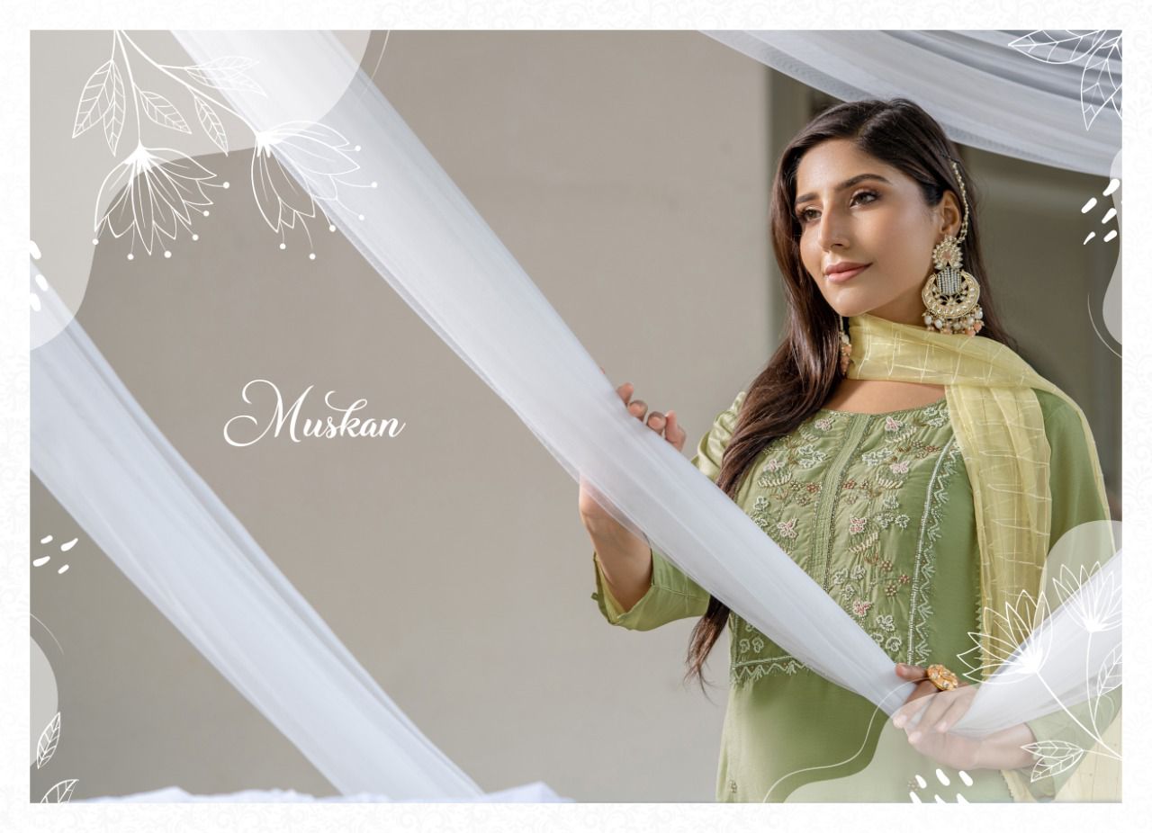 psyna muskan chanderi new and modern style top bottom with dupatta catalog