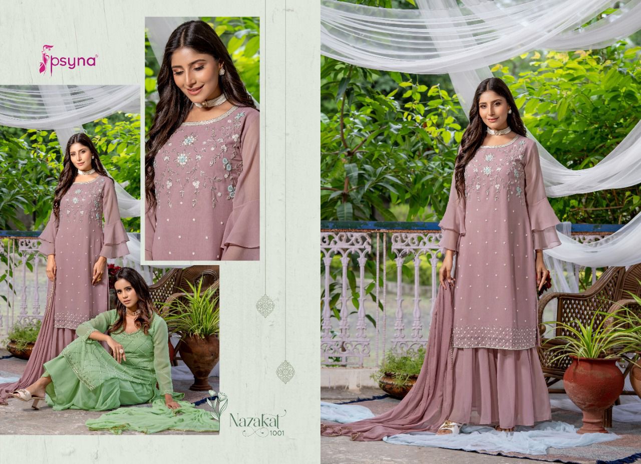 psyna nazakat georgette regal look Top n bottom catalog