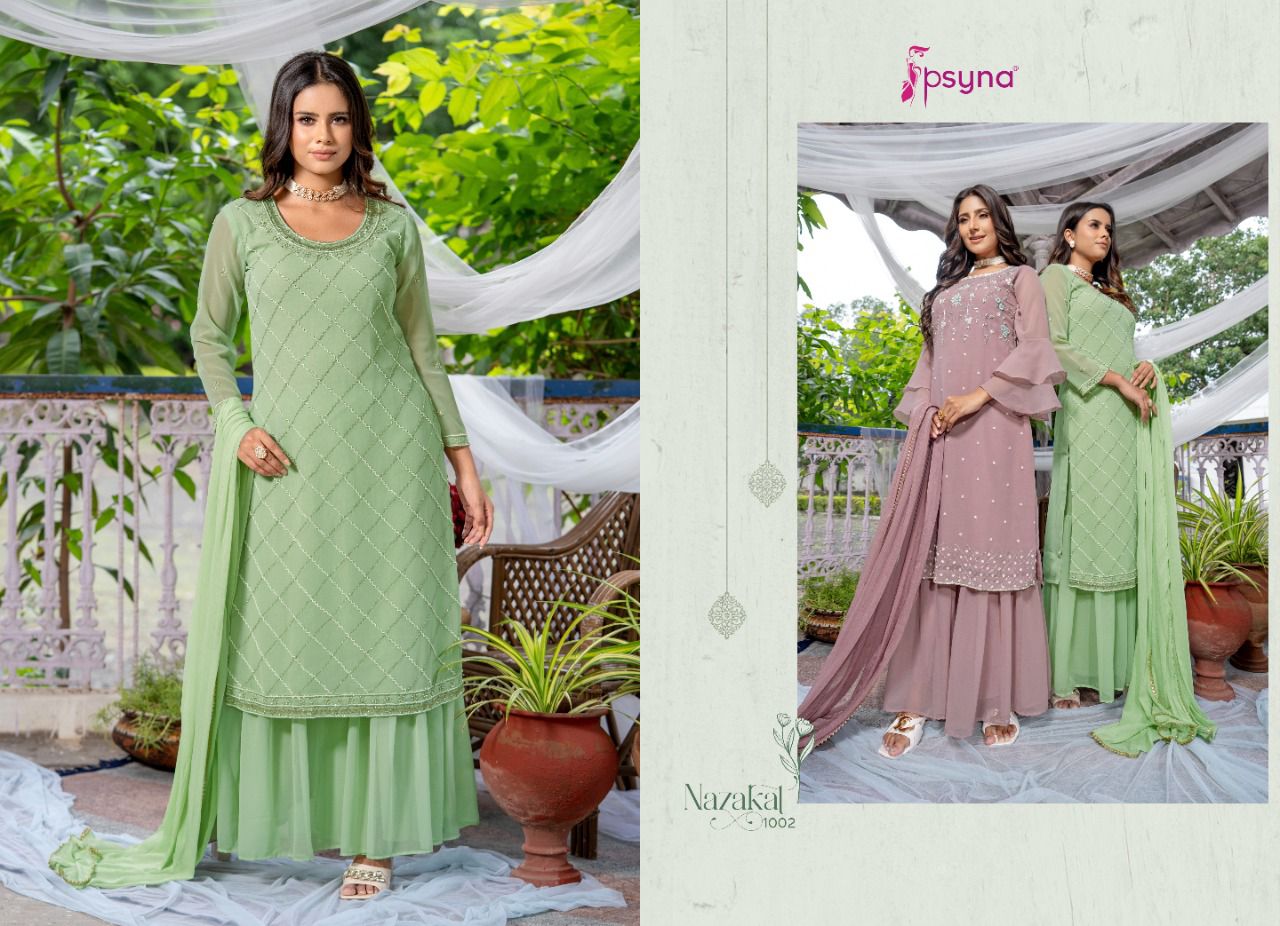 psyna nazakat georgette regal look Top n bottom catalog