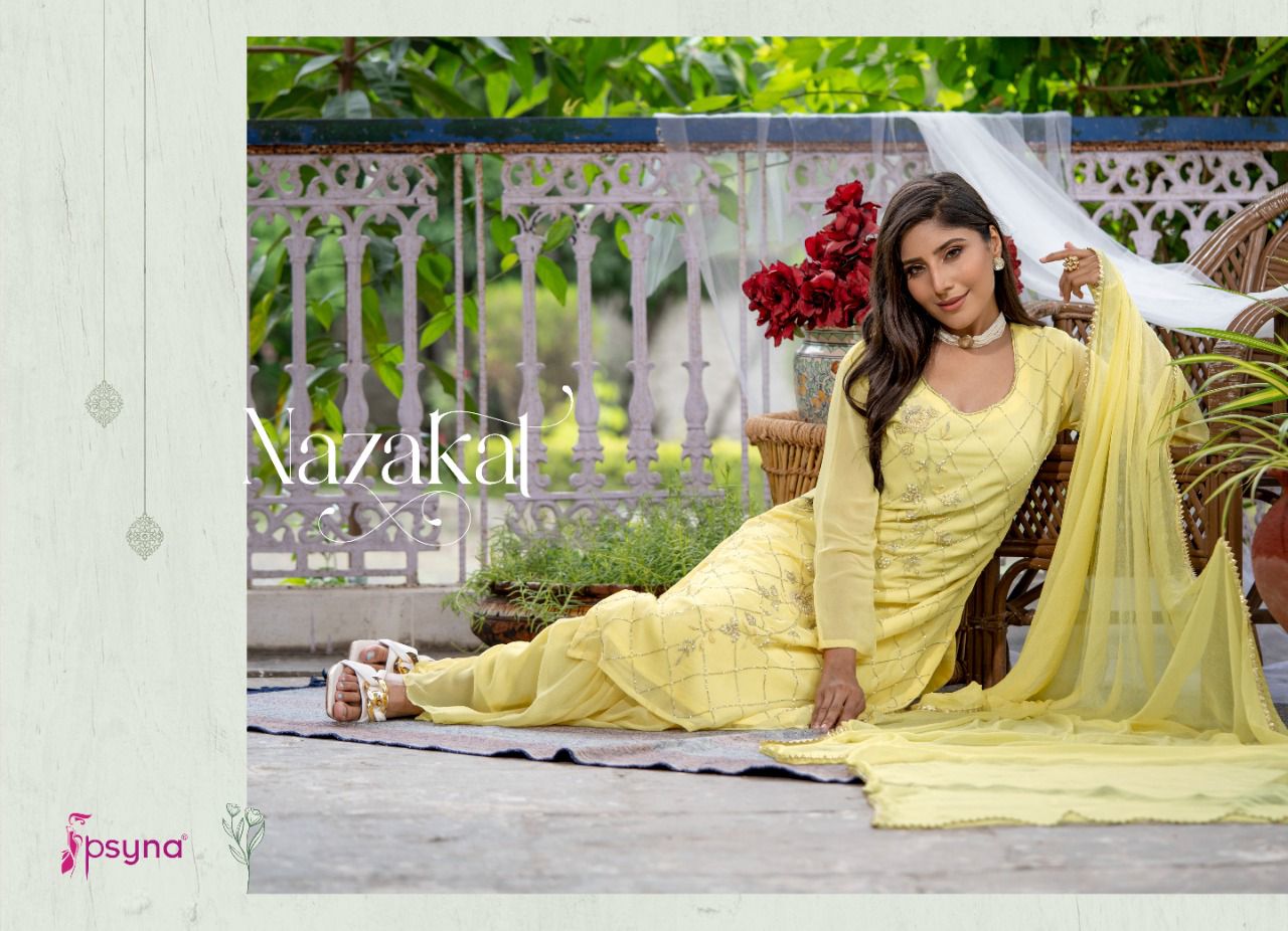 psyna nazakat georgette regal look Top n bottom catalog